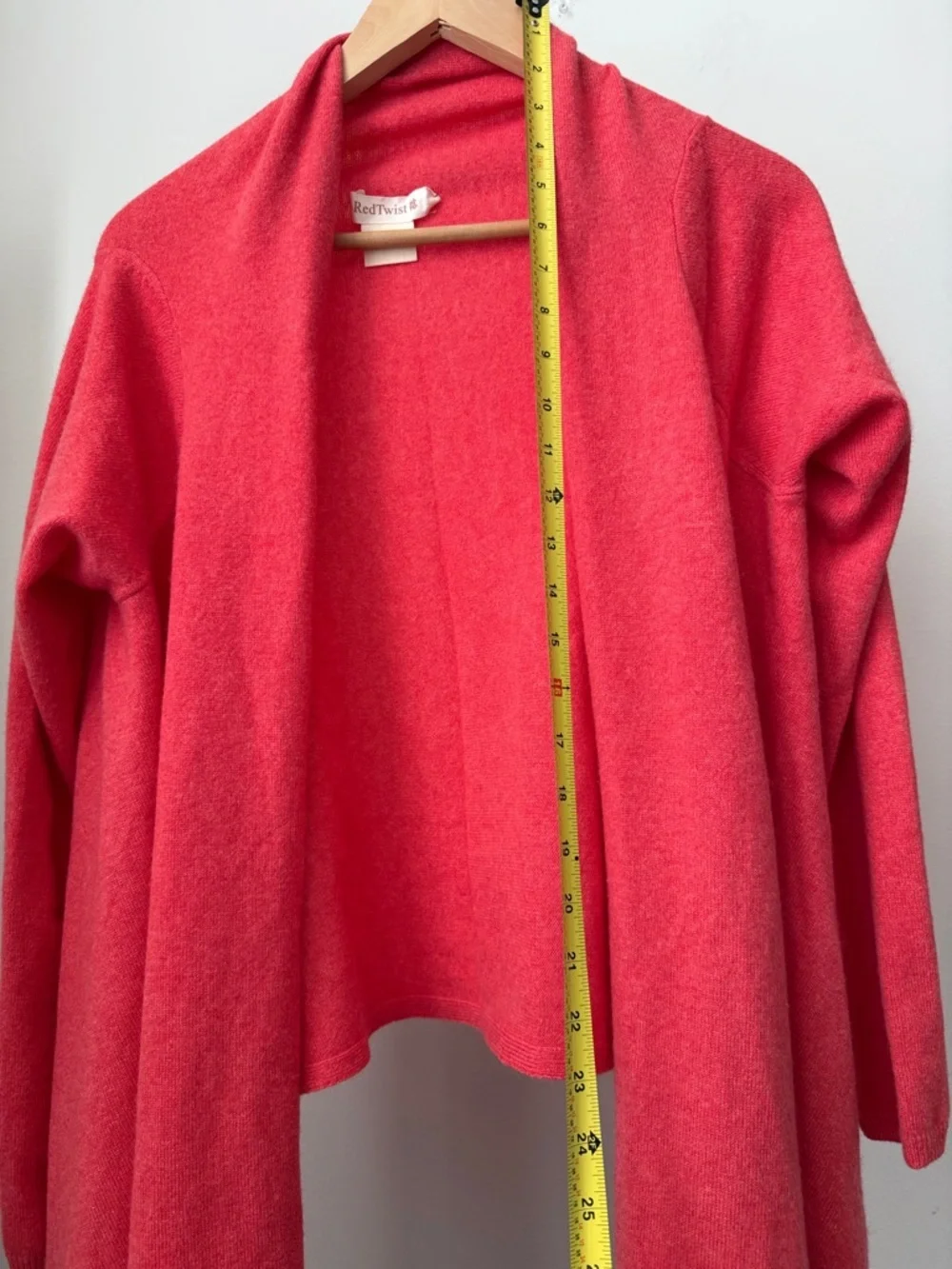 Red Twist  Cashmere Open Front Red Sweater Cardigan Size M